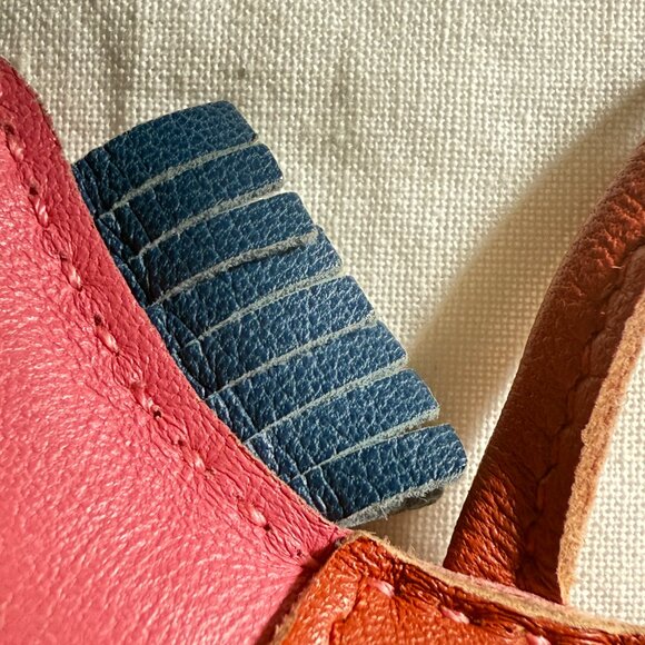 $1295 Authentic HERMES Made in FRANCE Rodeo PM Agneau Milo Pink Blue Bag Charm - Picture 6 of 10